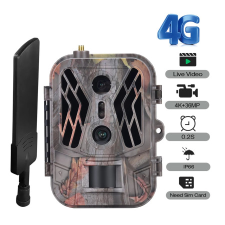 4G 4K 36MP avec contrôle APP - Vision nocturne 120° IP66-Caméras de Chasse 4G