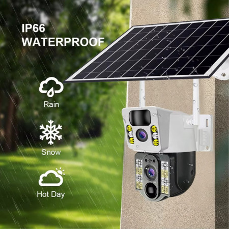 8MP WiFi/4G - Vision Nocturne 360° Étanche IP66-Caméras de Chasse Solaires