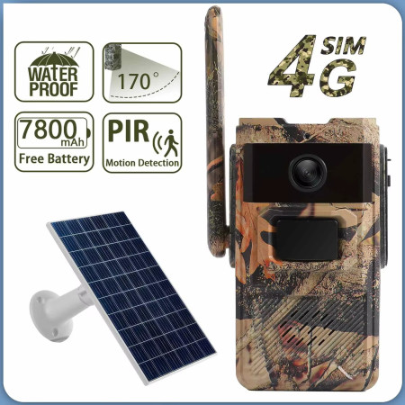 4G 4MP - Vision Nocturne 30M Autonomie 12 Mois-Caméras de Chasse Solaires