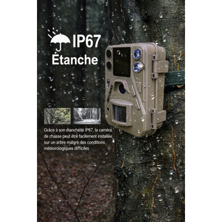 Caméra Chasse 4K Double Flash IR/LED | 37MP, Détection 26m, Étanche