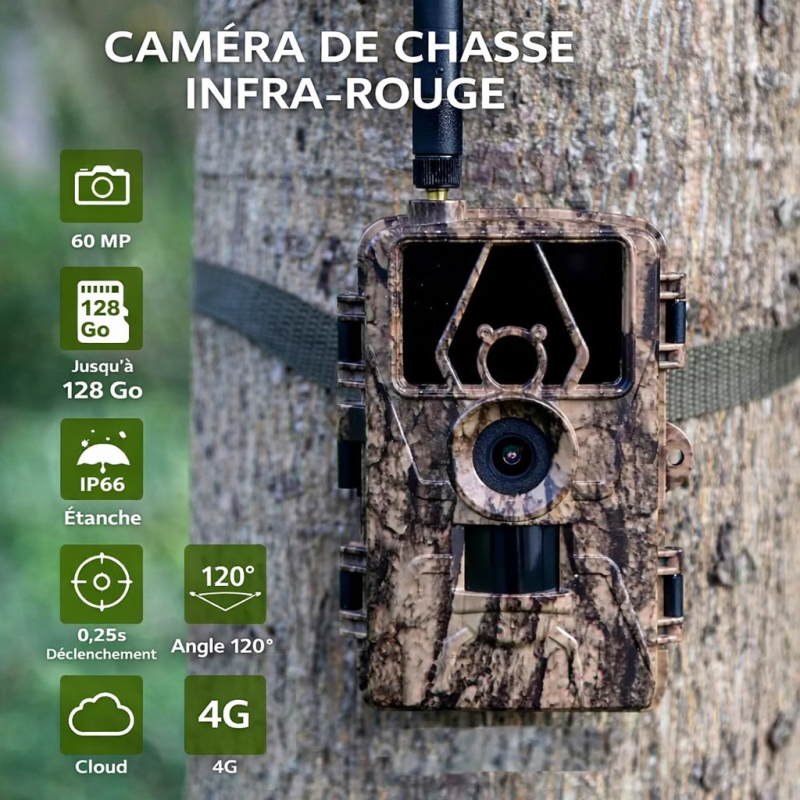 Caméra de chasse 4G Ultra HD 60MP